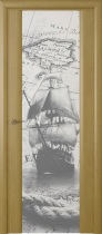 Межкомнатная дверь Океан Шторм-3 рисунок (остекленная, шпон)